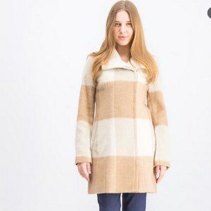 Beige and Cream Buffalo Plaid/ Checkered- Lined Wool Coat- Ivanka Trump sz8
